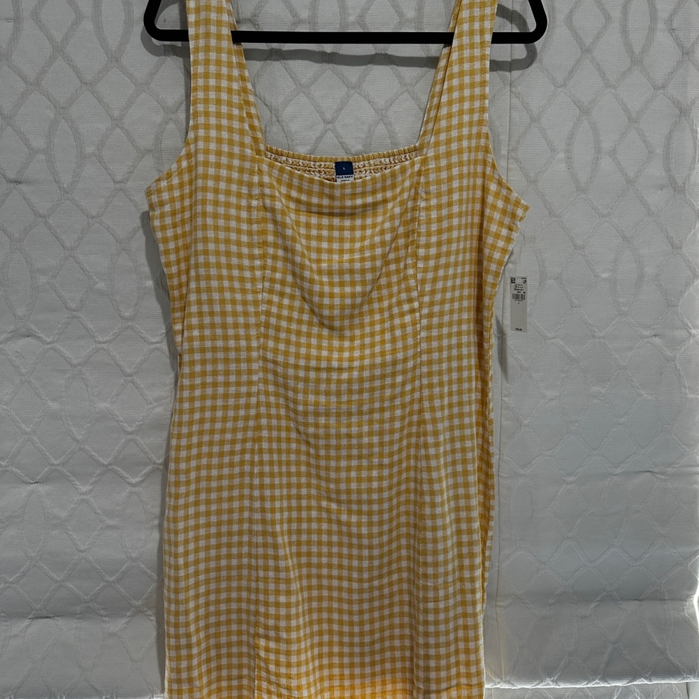 Old Navy Yellow and White Gingham Fitted dress